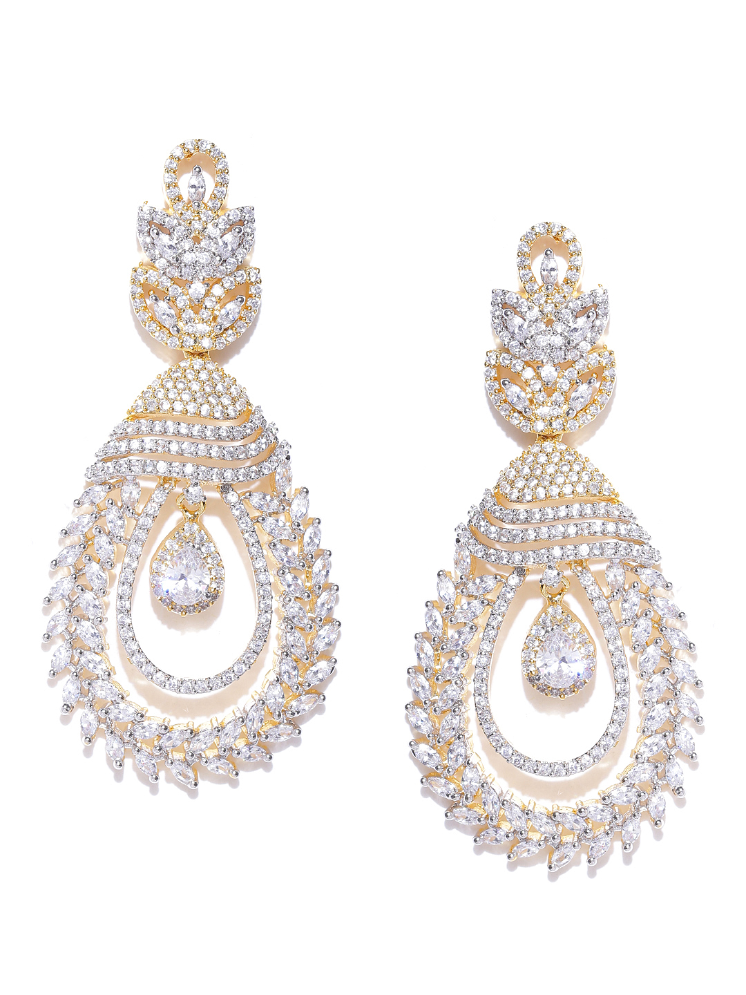 YouBella Gold-Plated Stone-Studded Drop Earrings